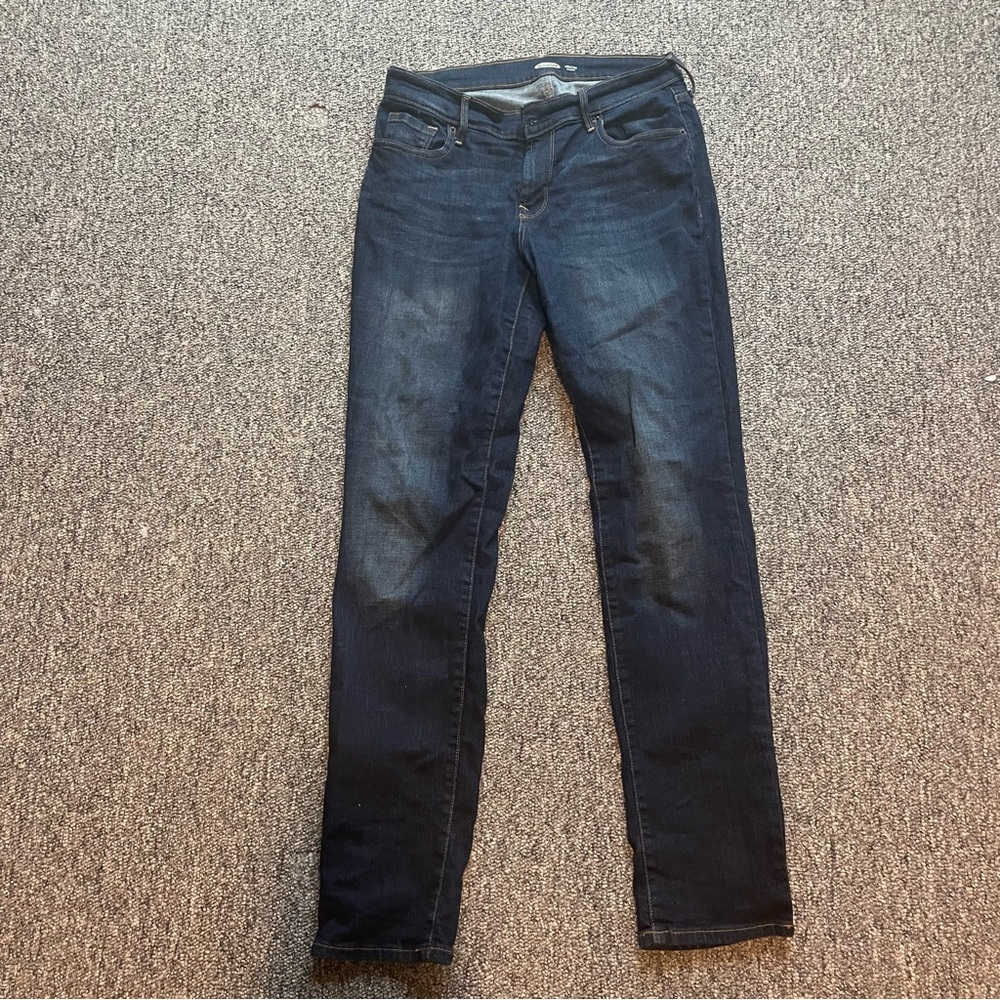 Old Navy original straight dark wash mid rise jeans 8 long